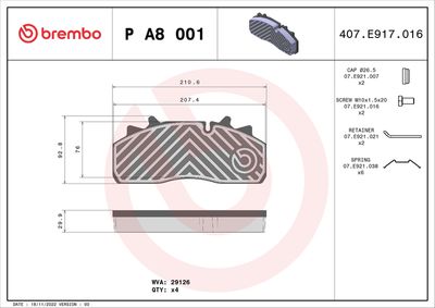 BREMBO P A8 001 BREMBO P A8 001