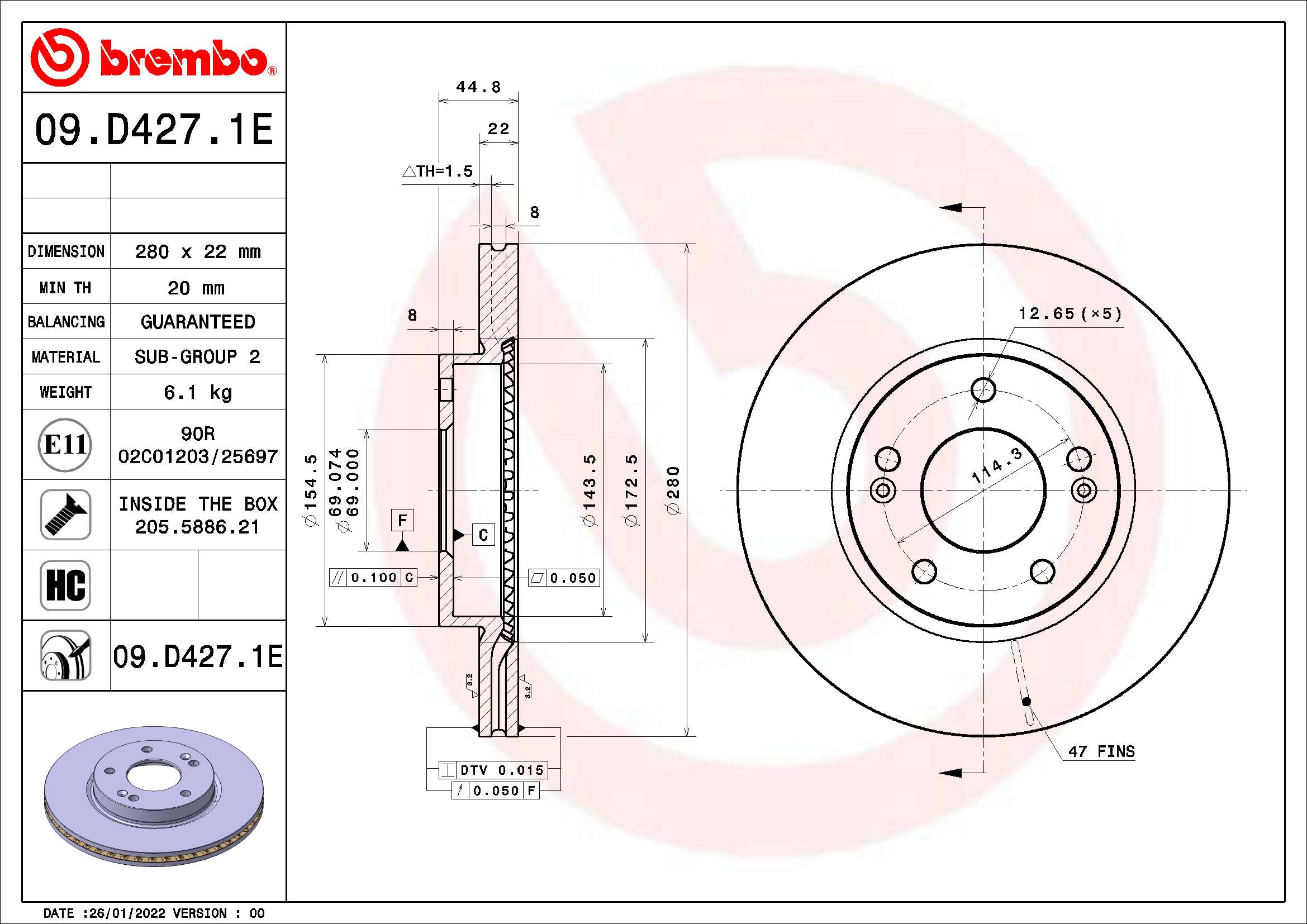 BREMBO 09.D427.1E